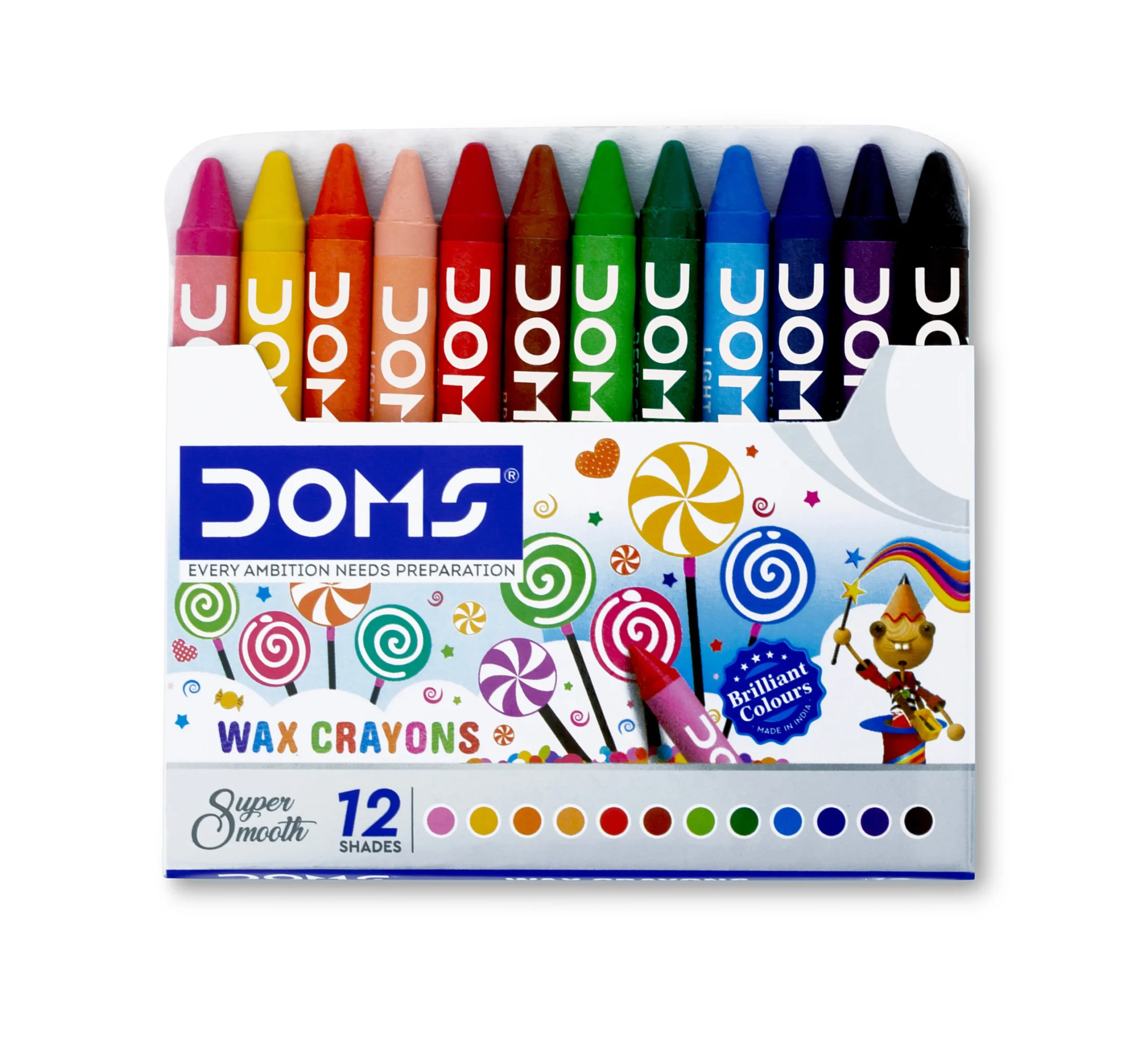12 قلم تلوين شمعي ماركة دومز 